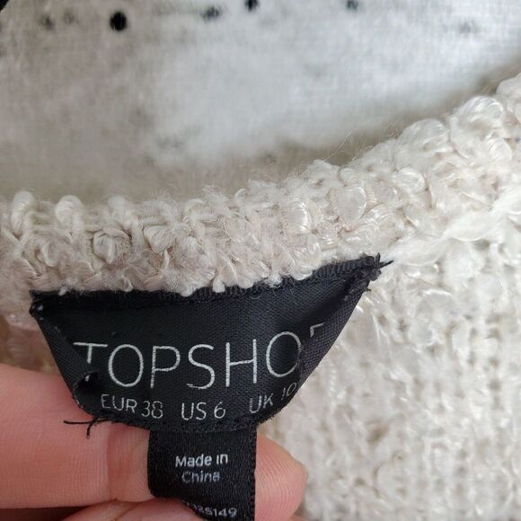 Topshop Cream Open Front Long Sleeve Knit Cardigan Womens 6 Casual - Picture 6 of 7